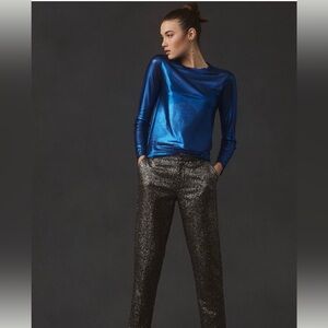 Porridge Long-Sleeve Mesh Shine Top